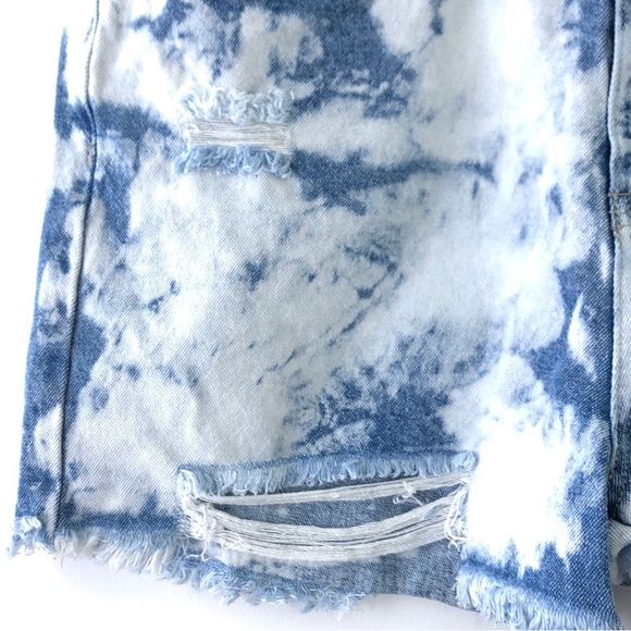 BP High Rise Distressed Bleached Tie Dye Cut Off Jean Denim Summer Shorts 34 - Picture 4 of 6